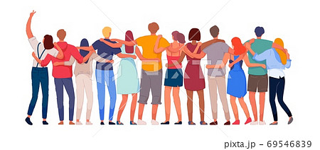Diverse multiethnic people group together backview 69546839