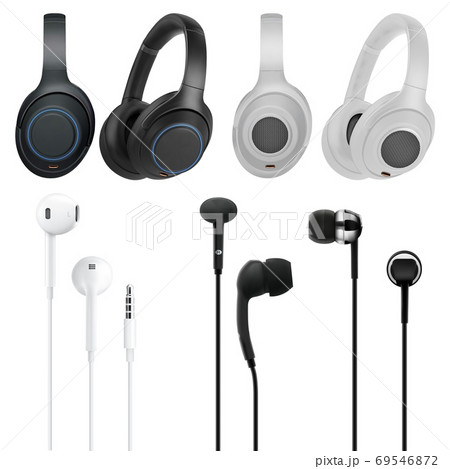 In-ear headphone and headset collection on white In-ear headphone and headset collection on white 69546872
