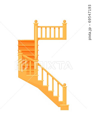 Wooden staircase. Isolated staircase with railing Wooden staircase. Isolated staircase with railing 69547193