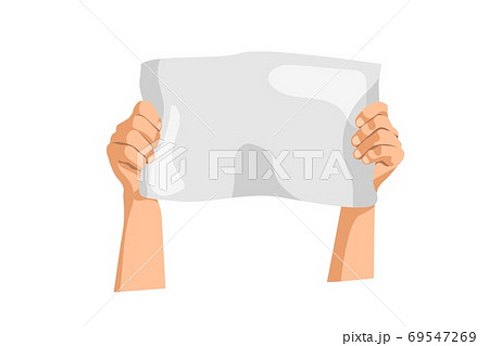 Hands holding placard. Isolated protester person Hands holding placard. Isolated protester person 69547269