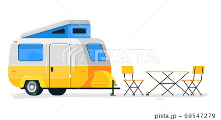 Small camping trailer. Isolated camper vehicle 69547279