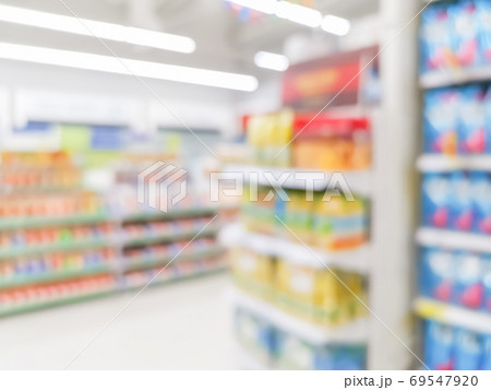 Row variety consumer product on shelves in store at supermarket, 69547920