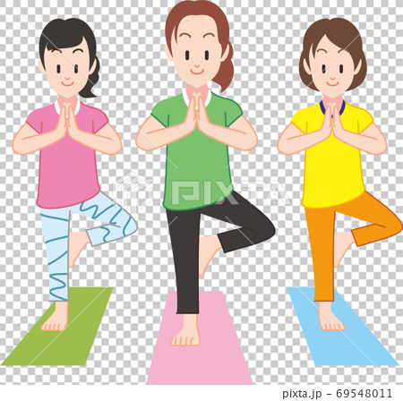 Yoga 3 People Wood Pose Stock Illustration 69548011 Pixta