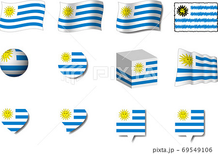 ウルグアイ国旗セットのイラスト素材