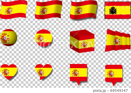 スペイン国旗セットのイラスト素材