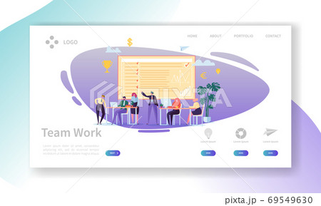 Team Work Landing Page Banner with Business People 69549630