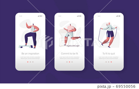 Fitness Gym Character Mobile App Onboard Screen 69550056
