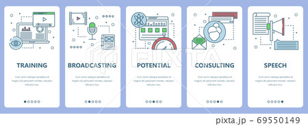 Vector modern thin line flat design training concept vertical banners 69550149