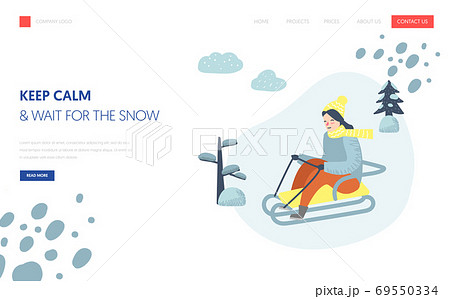 Winter Holidays Landing Page Template. Woman Winter Holidays Landing Page Template. Woman 69550334