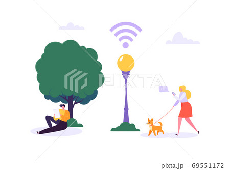 Wifi in the Park Walking People Using Smartphone Wifi in the Park Walking People Using Smartphone 69551172