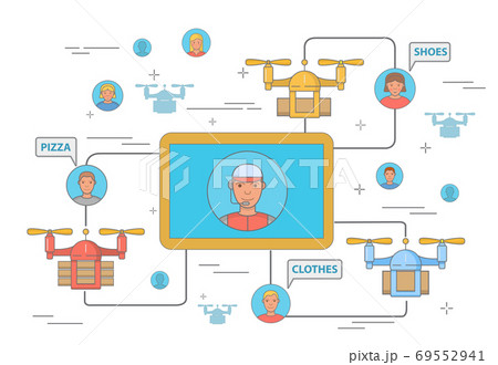 Drone delivery concept vector illustration in flat style 69552941