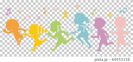 奔跑的孩子們的多彩剪影 69553158