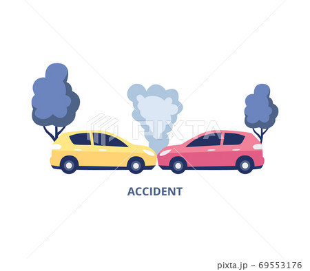 Car accident for insurance agency and transport repair flat vector illustration. 69553176