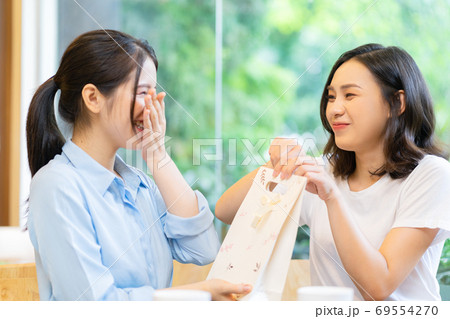Woman, gift, holiday 69554270