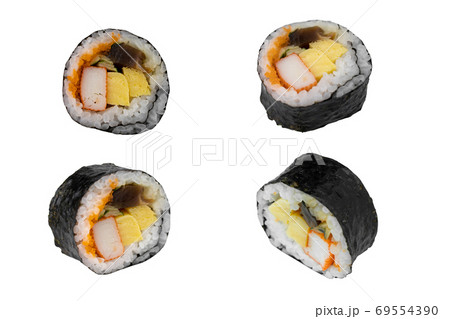 Sushi roll on white background. Japan food concept Sushi roll on white background. Japan food concept 69554390