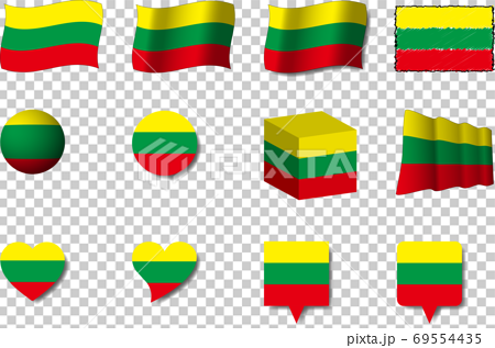 リトアニア国旗セットのイラスト素材