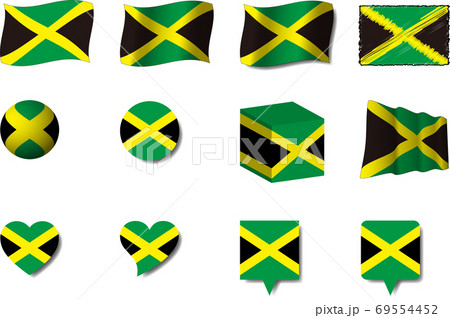 ジャマイカ国旗セットのイラスト素材