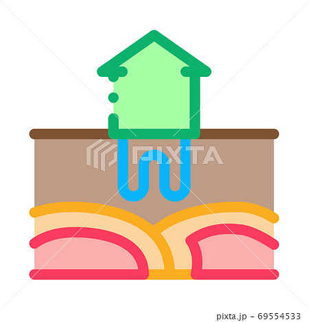 house geothermal heating energy icon vector outline illustration 69554533