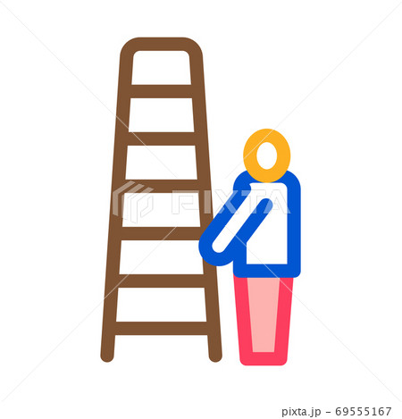 human with ladder icon vector outline illustration human with ladder icon vector outline illustration 69555167