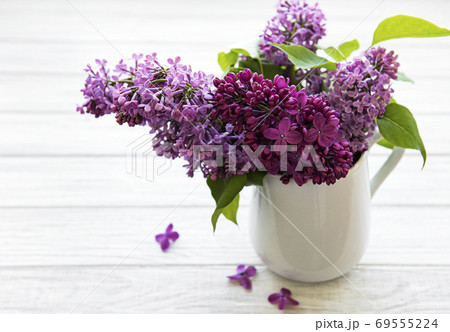 Spring bouquet. Luilac flowers in a vase Spring bouquet. Luilac flowers in a vase 69555224