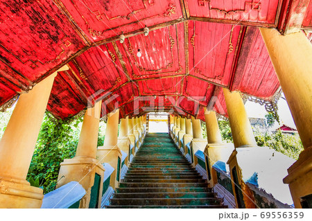 Monastery of Kyaung Seindon Mibaya at Mawlamyine in Myanmar, former Burma Monastery of Kyaung Seindon Mibaya at Mawlamyine in Myanmar, former Burma 69556359