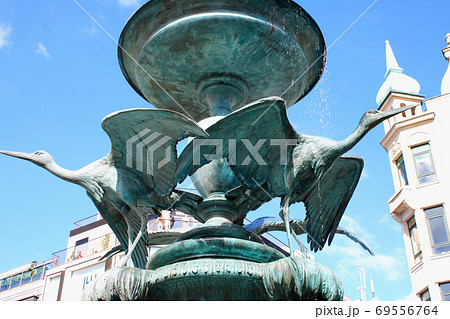 Stork Fountain in the Old Town of Copenhagen, Denmark 69556764