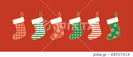 クリスマス素材 プレゼントを入れる靴下 のイラスト素材