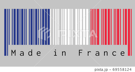 Barcode set the color of France flag, the blue white and red col 69558124