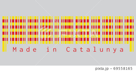 Barcode set the color of Catalonia flag, The red stripe on golde 69558165
