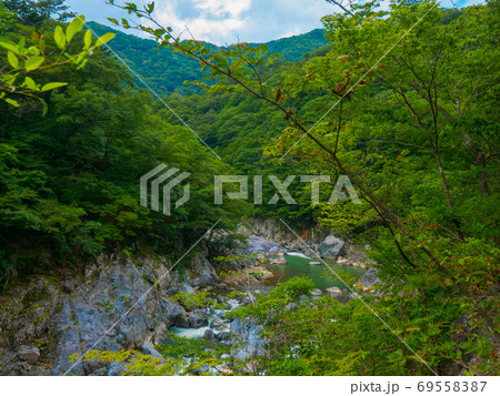 River flowing through the canyon (栃木県、龍王峡) 69558387
