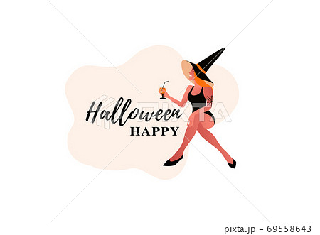 Halloween party vector type. Witch in black 69558643
