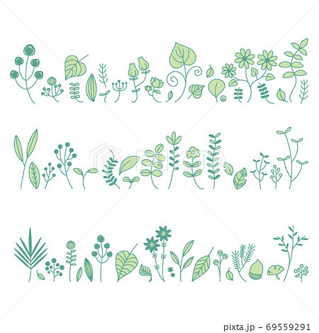 手描きの草花のイラストセットのイラスト素材