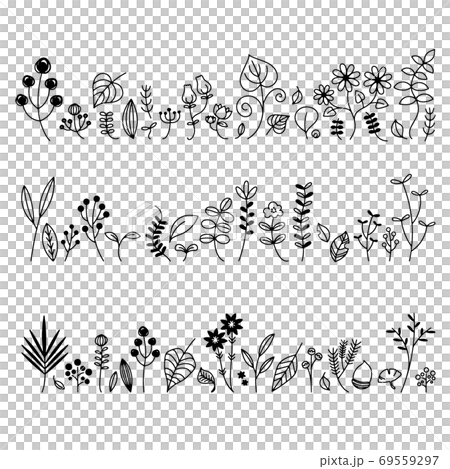 手描きの草花のイラストセットのイラスト素材