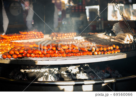 German Sausages on Xmas Market 69560066