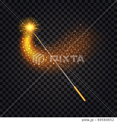 Magic Wand Isolated With Fire Trail And のイラスト素材