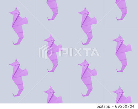 Abstract origami sea horse isolated on a gray backgrounds pattern 69560704