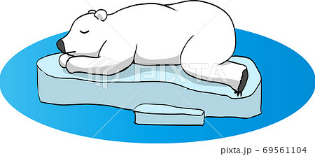 寝ている間に流されるシロクマのイラストのイラスト素材