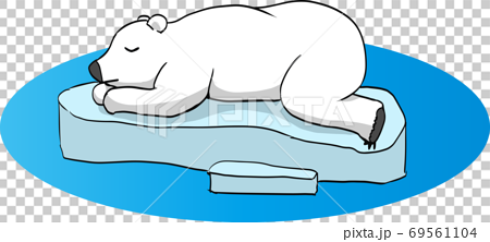 寝ている間に流されるシロクマのイラストのイラスト素材