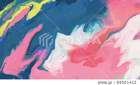 ピンクとターコイズブルーのマーブル模様抽象背景のイラスト素材