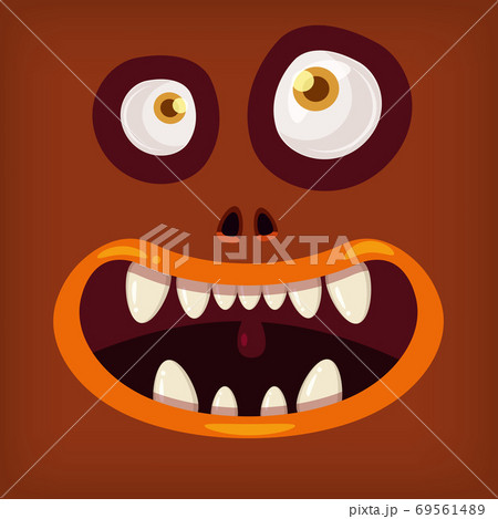 Horror Monster open mouth creepy and scary. Funny jaws teeths creatures expression monster characters. Vector isolated illustration cartoon style Horror Monster open mouth creepy and scary. Funny jaws teeths creatures expression monster characters. Vector isolated illustration cartoon style 69561489