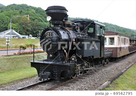 森林鉄道蒸気機関車・雨宮21号（北海道遠軽町丸瀬布）の写真素材 