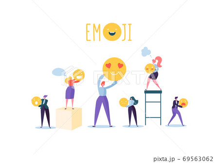Characters People Holding Various Emoticons. Emoji 69563062