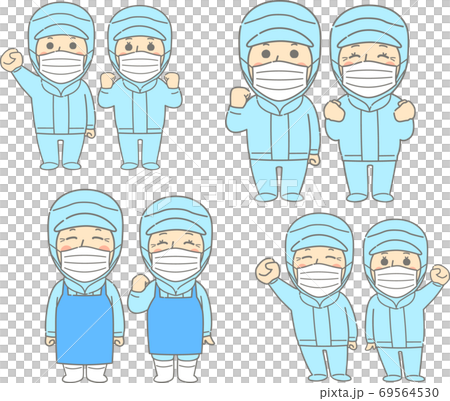 中年至高級員工穿著工作服（無塵服）-面具藍 69564530