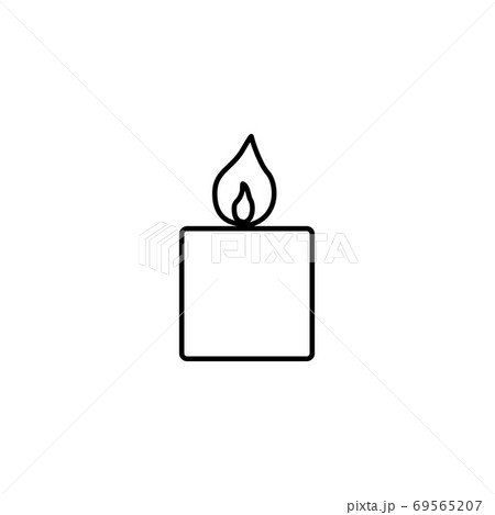 Candle light with flame line icon for birthday, religion 69565207
