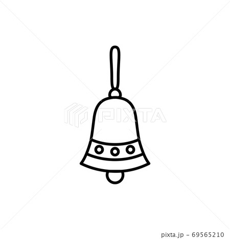 Cristmas Bell Line Icon Xmas Handbell On White のイラスト素材