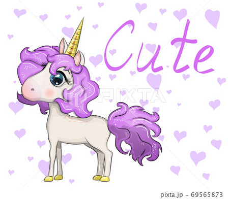 Cute magical unicorn. Print for t-shirt. Romantic hand drawing