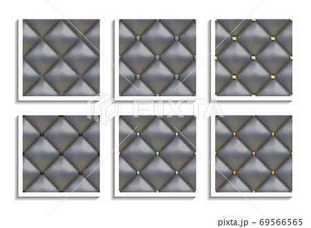 Seamless vector patterns of gray leather upholstery with gold, gray, silver, diamond buttons. Luxury textures of vintage furniture Seamless vector patterns of gray leather upholstery with gold, gray, silver, diamond buttons. Luxury textures of vintage furniture 69566565