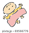 お昼寝中の赤ちゃん　カラーイラスト 69566776