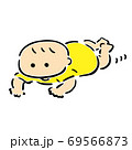 ずりばい赤ちゃん　カラーイラスト 69566873