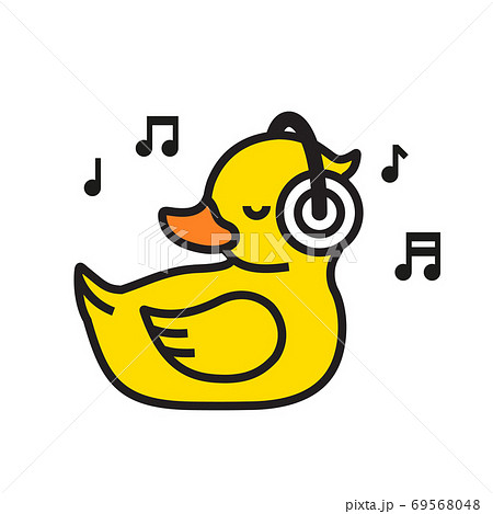 Yellow duck in headphones icon. Musical concept Yellow duck in headphones icon. Musical concept 69568048